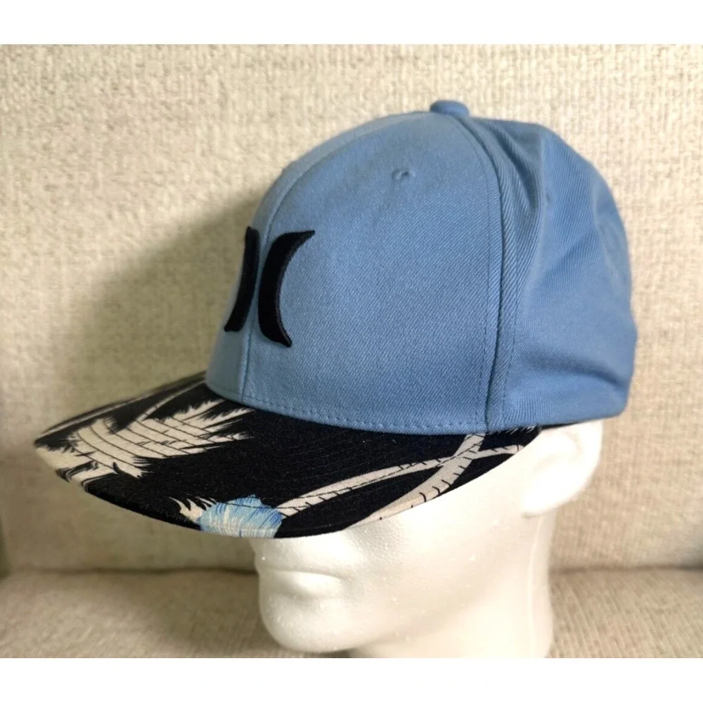 Hurley Yupoong‎ One Ten Hawaiian Floral Tropical Palm Trees Snapback Hat Blue